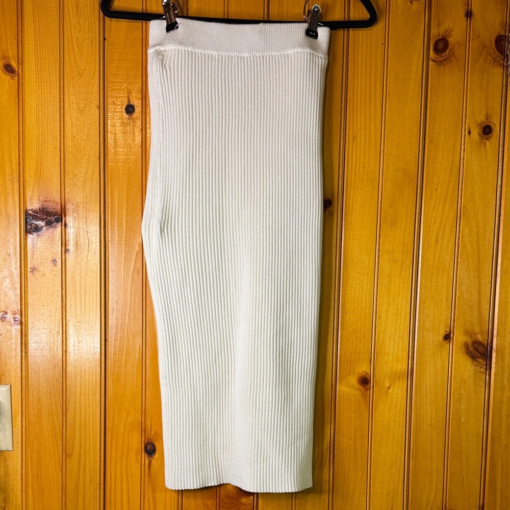 Skylar + Madison Cream Ribbed Pencil Skirt